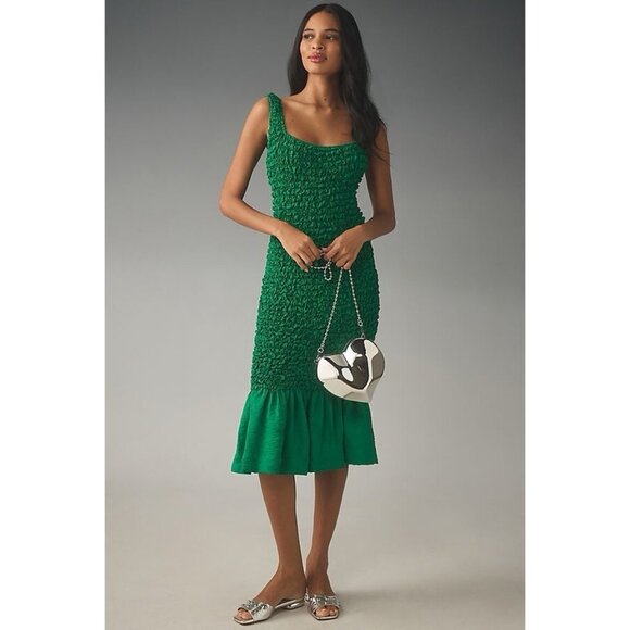 Anthropologie Midi Dress Size XXS Square Neck Pebble Smocked Green Ruffle Ruched - cruiseboatoman.com Anthropologie Midi Dress Size XXS Square Neck Pebble Smocked Green Ruffle Ruched - cruiseboatoman.com